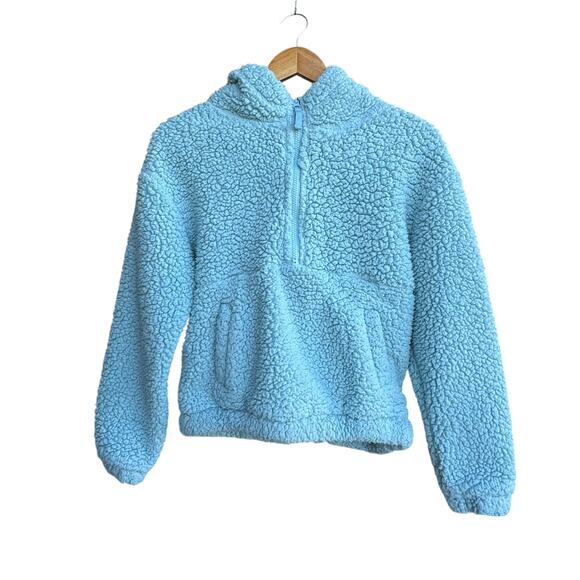Mondetta L 14/16 Blue Sherpa Fuzzy Half Zip Hoodie - Picture 1 of 4